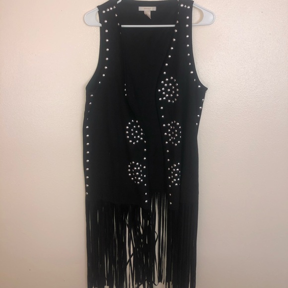 Forever 21 Jackets & Blazers - Western Fringe Suede Studded Duster Vest